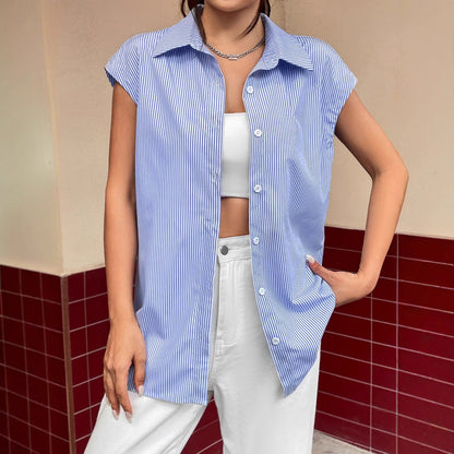 Damen Bluse Gestreift Übergroßer Schnitt Knopfdetails Norvielle