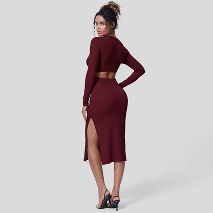 Damen Midikleid Figurbetont Cut-Out-Details Norvielle