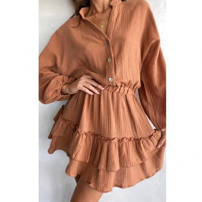 Damen Blusenkleid Rüschendetails Tailliert Norvielle