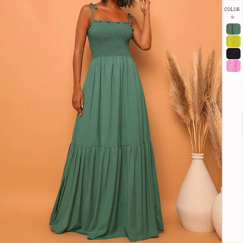 Damen Maxikleid Elastisch Verspieltes Bindeband Norvielle - Norvielle