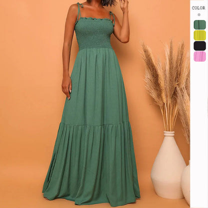 Damen Maxikleid Elastisch Verspieltes Bindeband Norvielle - Norvielle