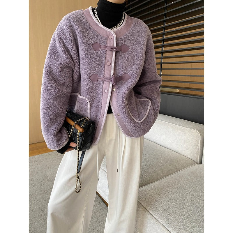 Damen Fleecejacke Kuschelig Dekorative Knöpfe Elegant Norvielle - Norvielle