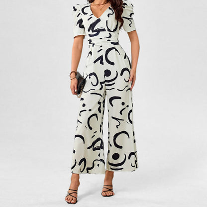 Damen Jumpsuit Elegantes Grafikmuster Norvielle