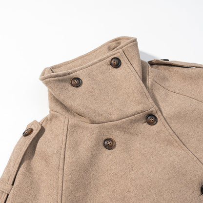 Damen Wolljacke Hochkragen Dekorative Knöpfe