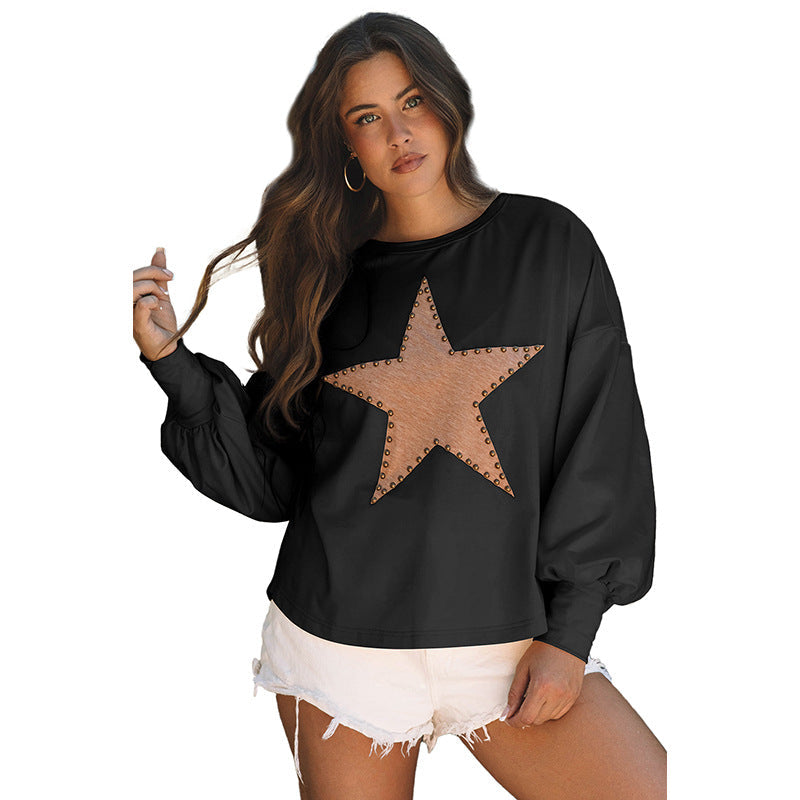 Damen Sweatshirt Lockerer Schnitt Baumwolle Weich Langärmlig - Norvielle