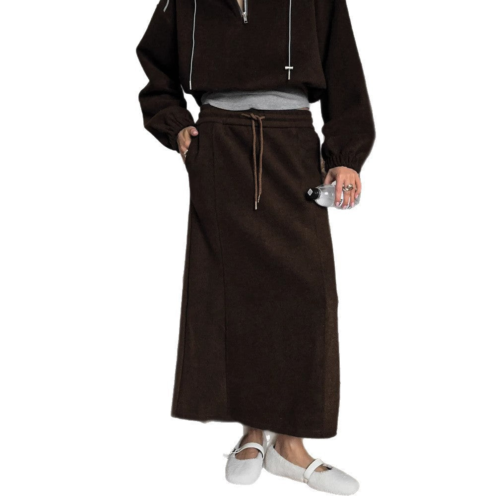 Damen Maxikleid Hochtailliert Mit Seitenschlitz