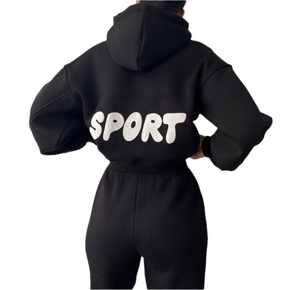 Damen Sport-Hoodie-Set mit Jogginghose Hochtailliert Weich Norvielle