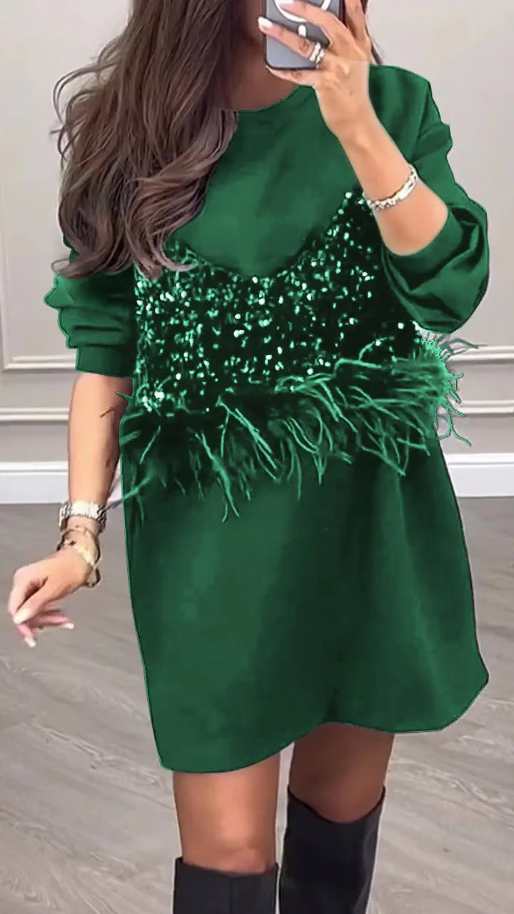 Damen Sweatkleid Glitzer-Oberteil Norvielle
