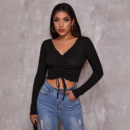 Damen Cropped mit Schnürung und Rüschendetails