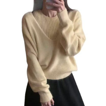 Damen Pullover V-Ausschnitt Ribstruktur Norvielle