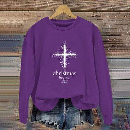 Damen Sweatshirt Christliches Motiv Weich Norvielle