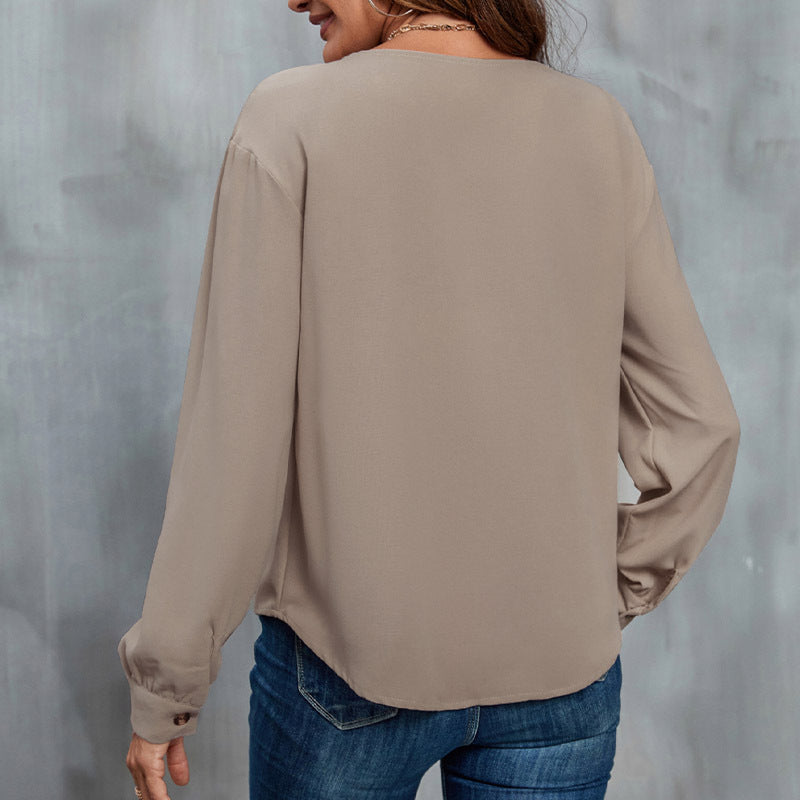 Damen Bluse Elegante Asymmetrischer Ausschnitt Modern