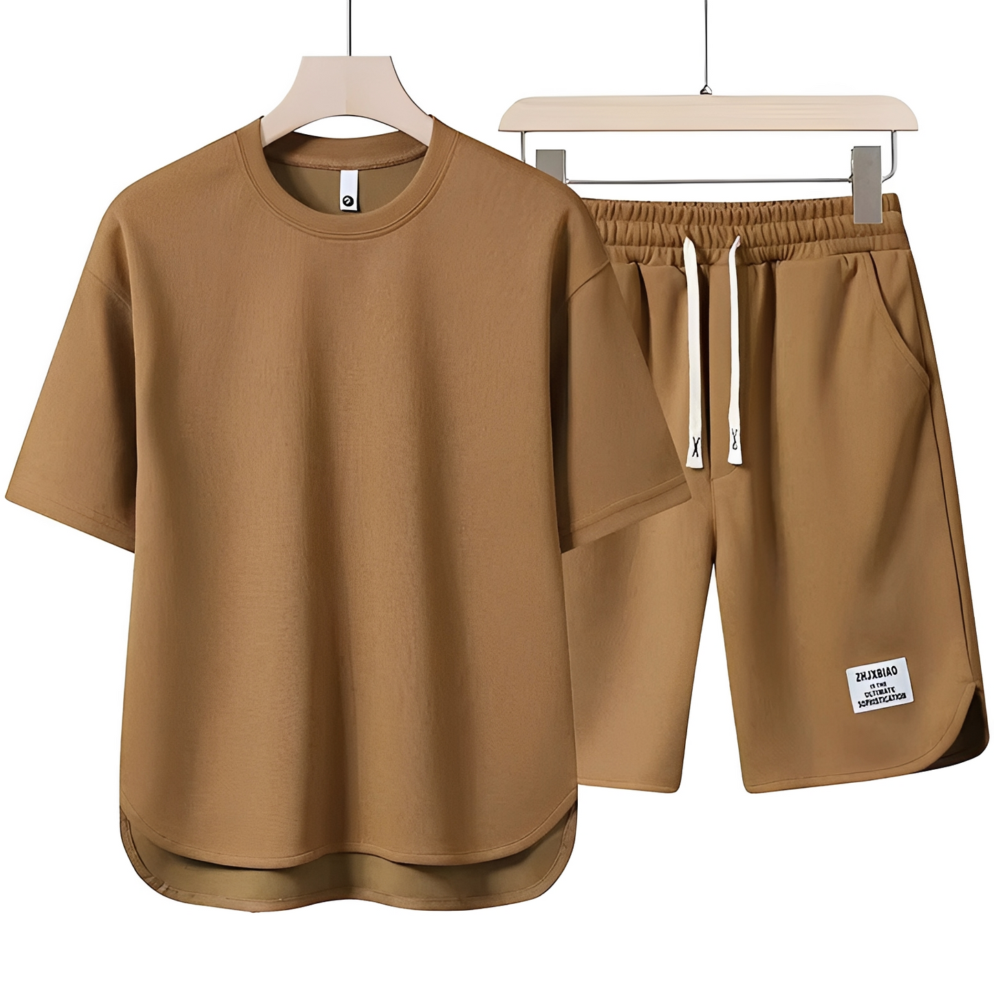 Herren Sommer Set Lässig Baumwolle Beige