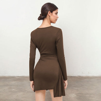 Damen Wickelkleid Rüschendetails Figurformend