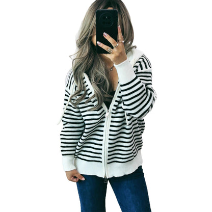 Damen Hoodie Gestreift mit Taschen Bequem Norvielle