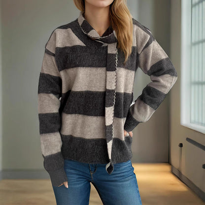 Damen Strickpullover Lässig mit Schlaufenakzenten Norvielle