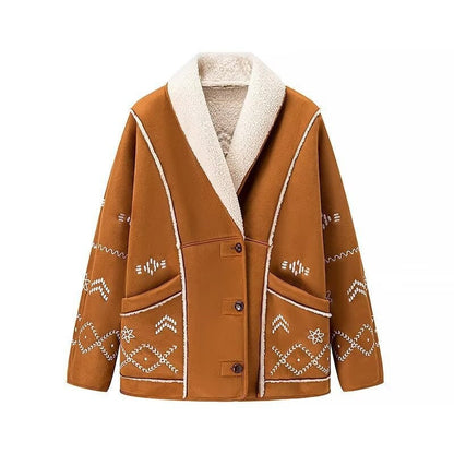 Damen Teddyjacke Warm Stickereien Norvielle
