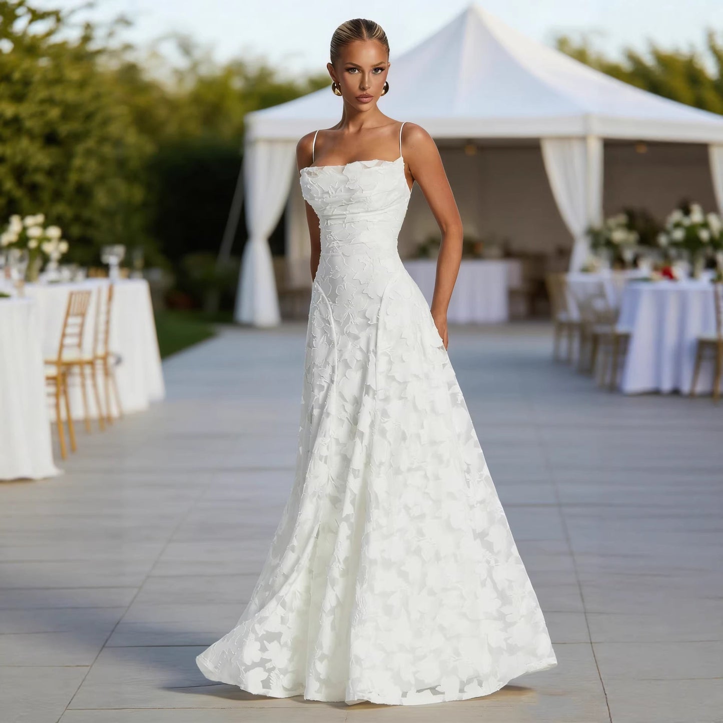 Damen Maxikleid mit Blumenmuster und Spaghettiträgern Norvielle