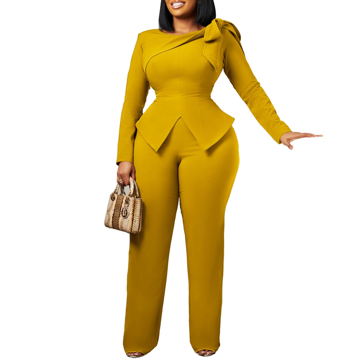 Damen Jumpsuit Asymmetrisch Schlingenakzent
