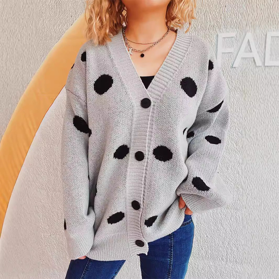 Damen Strickcardigan Bequem Punktedesign Norvielle - Norvielle
