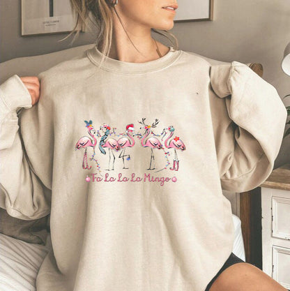 Damen Sweatshirt Flamingo-Motiv Lässiger Schnitt Norvielle