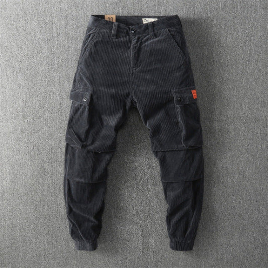 Herren Cargo-Hose Cord Bequem Praktische Taschen Schwarz - Norvielle