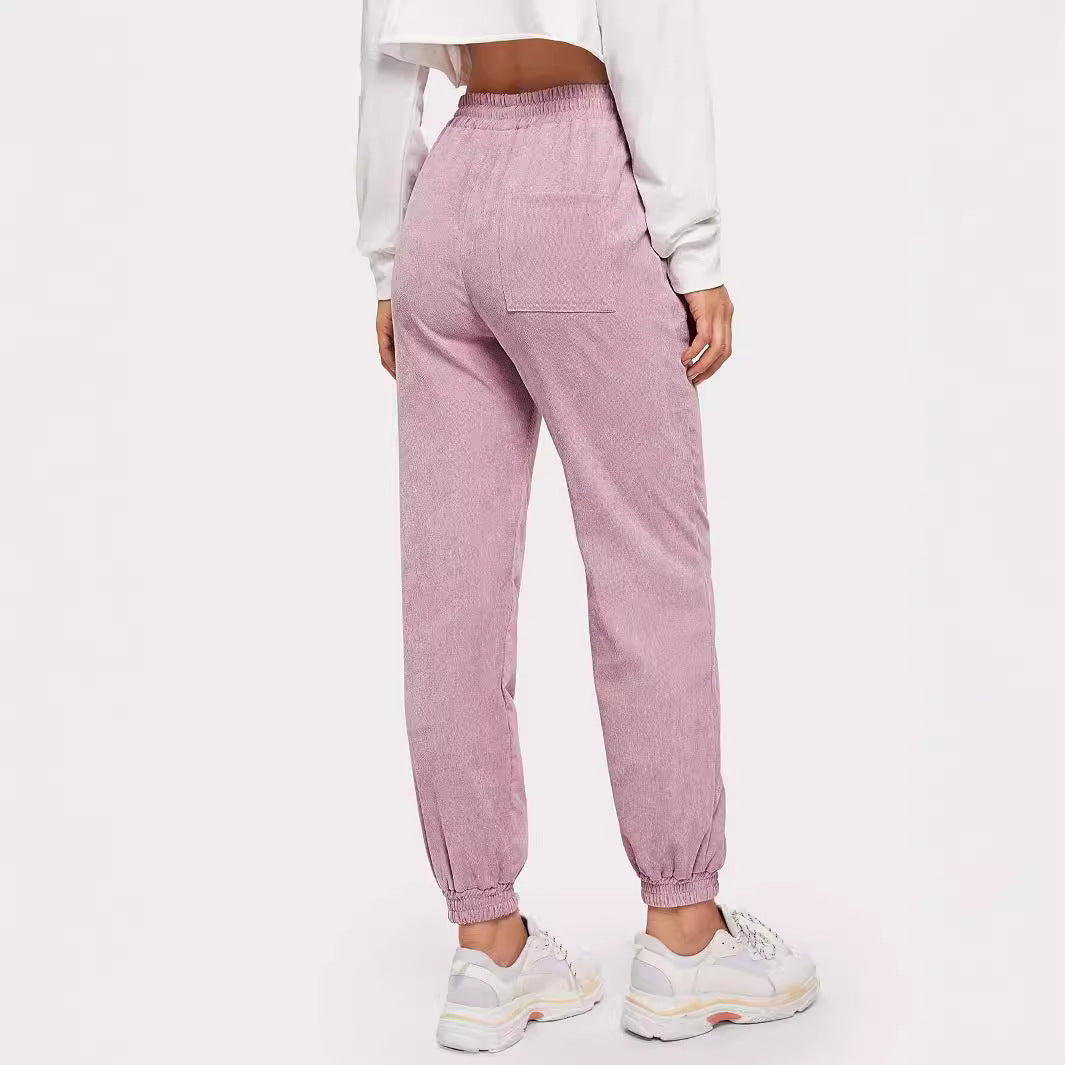Damen Sweatpants Elastischer Bund Praktische Taschen Schwarz Norvielle - Norvielle