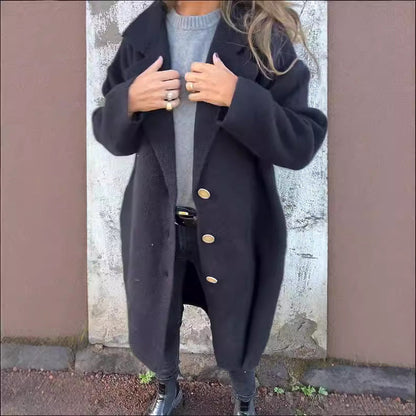 Damen Übergangsjacke Weites Design Knopfdetails Elegantes Design