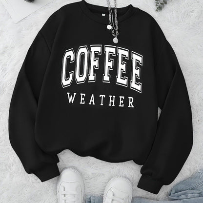 Damen Sweatshirt Coffee Weather Aufdruck Norvielle