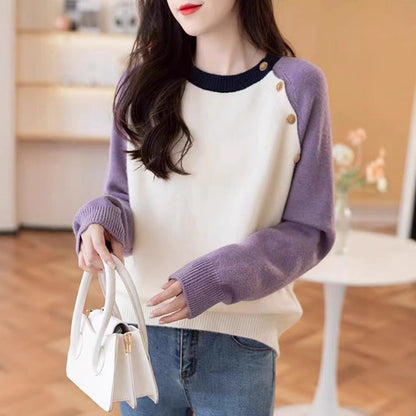Damen Strickpullover Große Knöpfe Norvielle - Norvielle