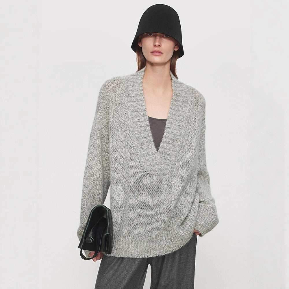 Damen Strickpullover V-Ausschnitt Lässiger Schnitt Norvielle