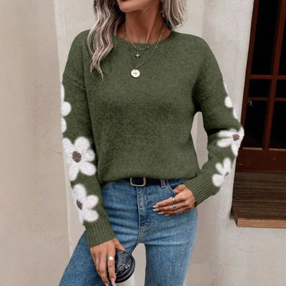 Damen Pullover Floralmuster Strukturiertes Jersey Norvielle