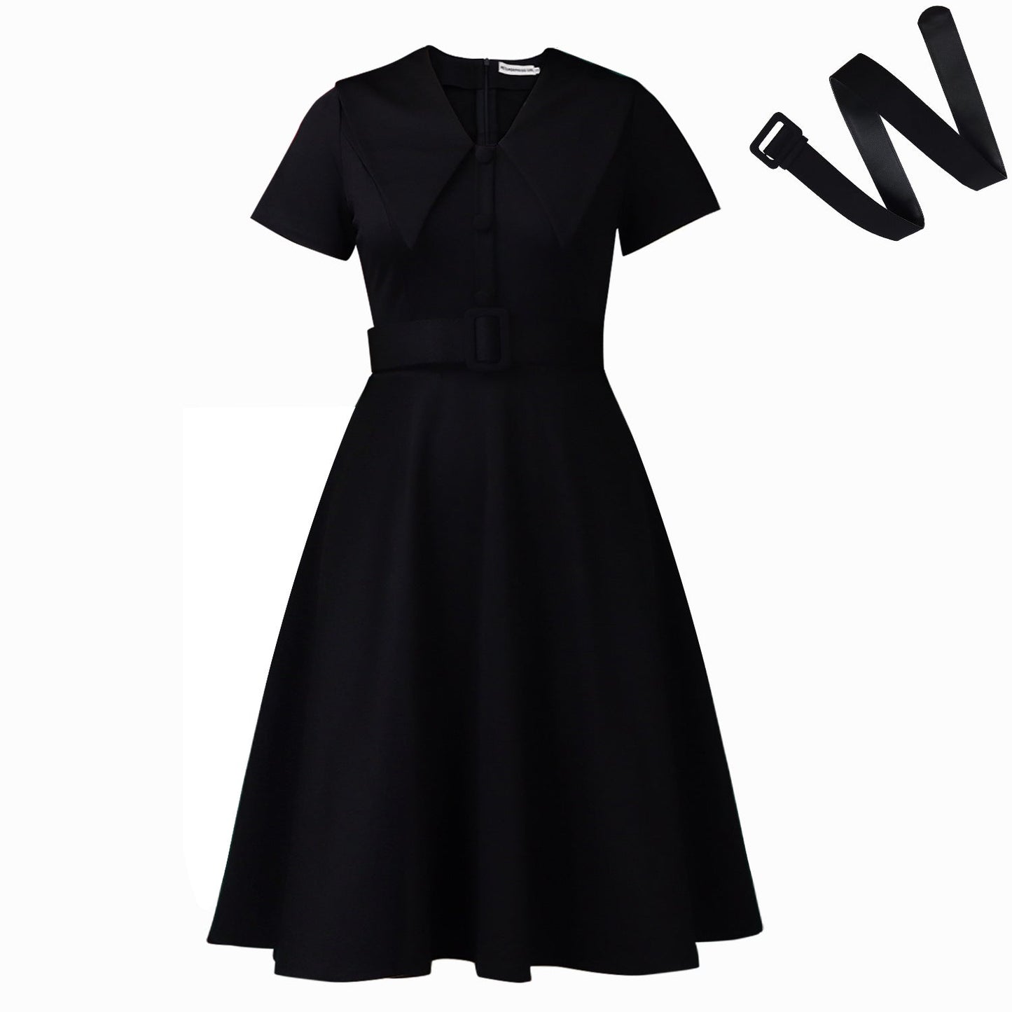 Damen A-Linien Kleid mit Kragen und Gürtel Norvielle