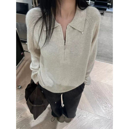 Damen Pullover Norvielle mit Reißverschluss und elegantem Kragen