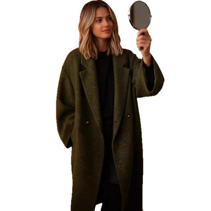 Damen Wollmantel Oversized Klassisches Revers Norvielle