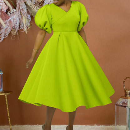 Damen Maxikleid Puffärmel Elegante Taillierung Norvielle