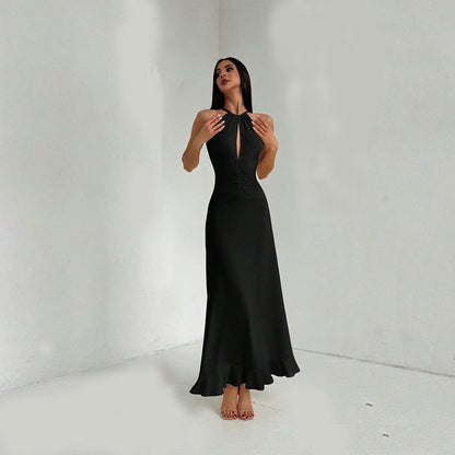 Damen Maxikleid mit V-Ausschnitt und fließendem Saum Norvielle