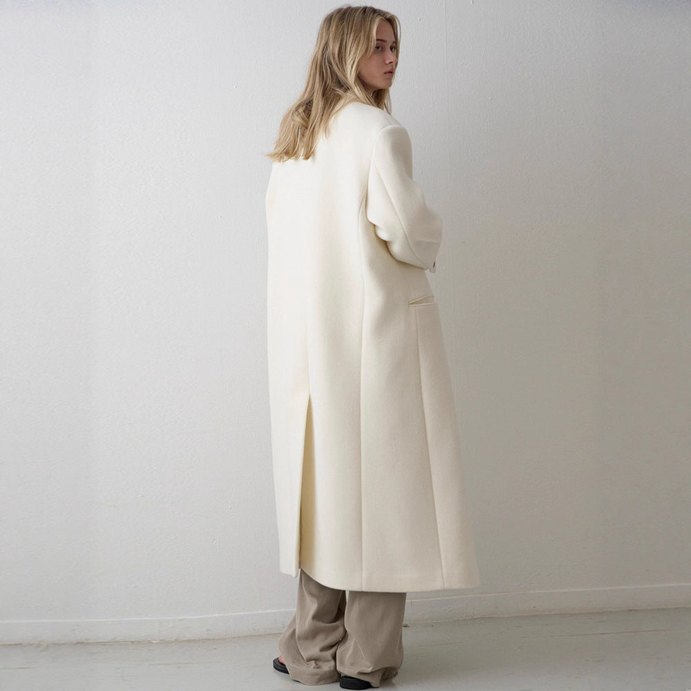 Damen Oversized-Mantel Doppelter Knopf Norvielle Lang