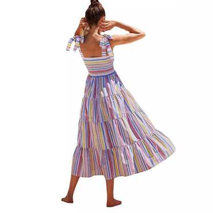 Damen Maxikleid Elastisch Gestreift Norvielle