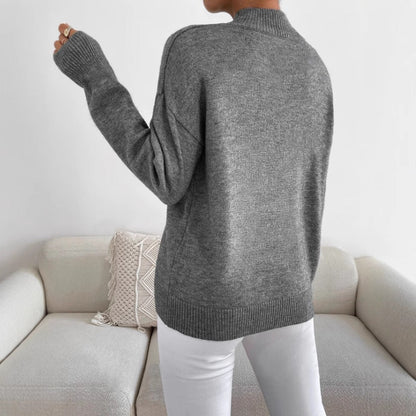 Damen Pullover Weiches Material Hochkragen Beige