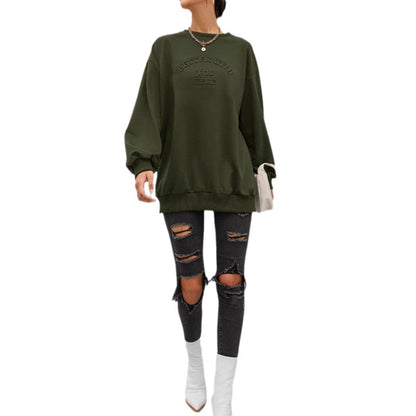 Damen Sweatshirt Lässig Eingeprägter Schriftzug Norvielle