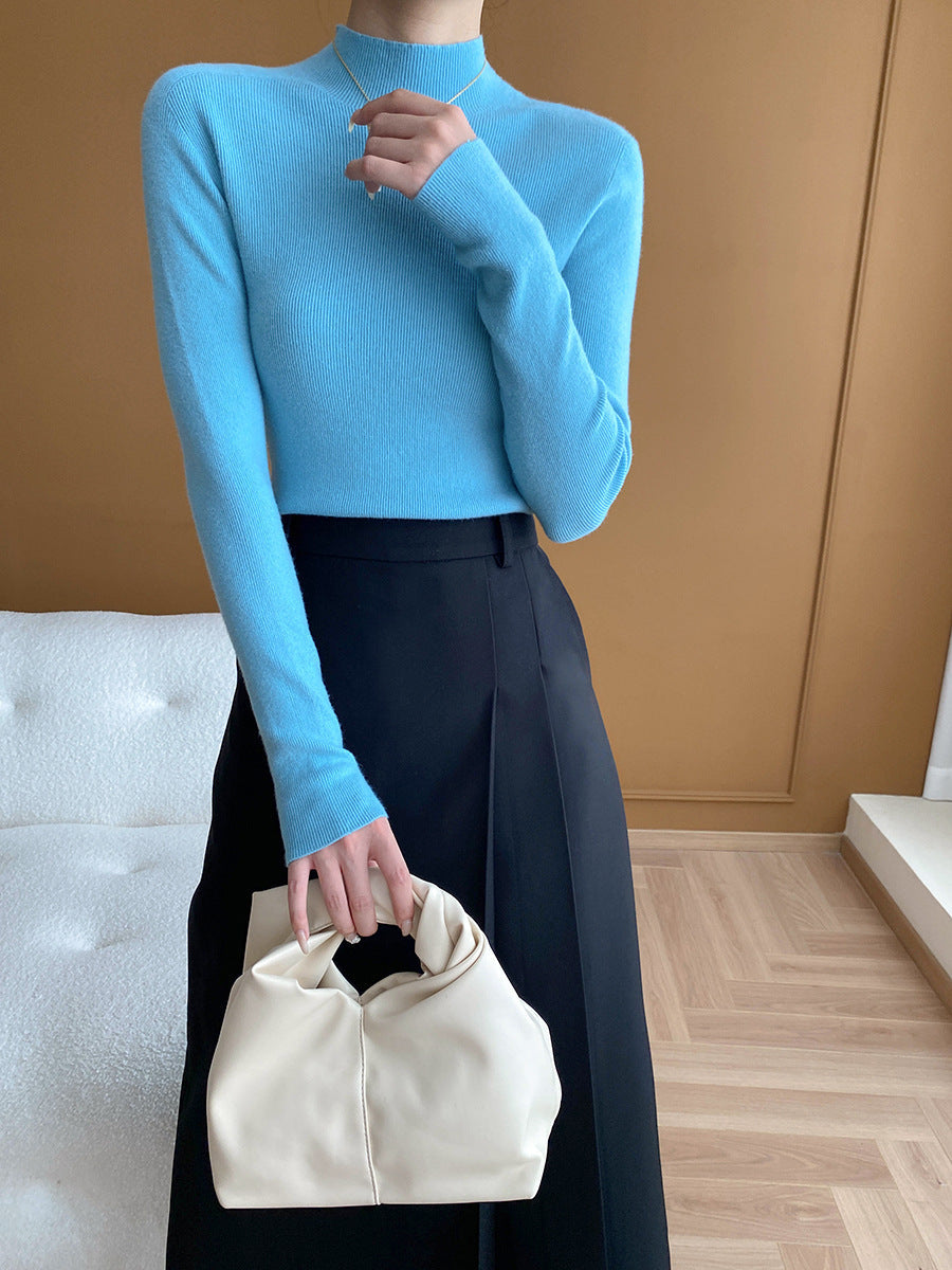 Damen Feinstrickpullover Hochkragen Elegante Passform