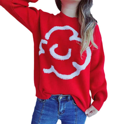 Damen Pullover Locker Norvielle Grafik Schriftzug