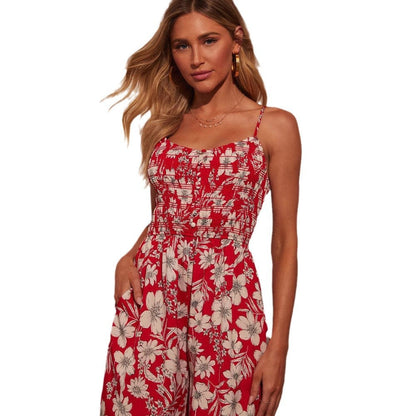 Damen Maxikleid mit Blumenmustern Elegantes Freizeitkleid