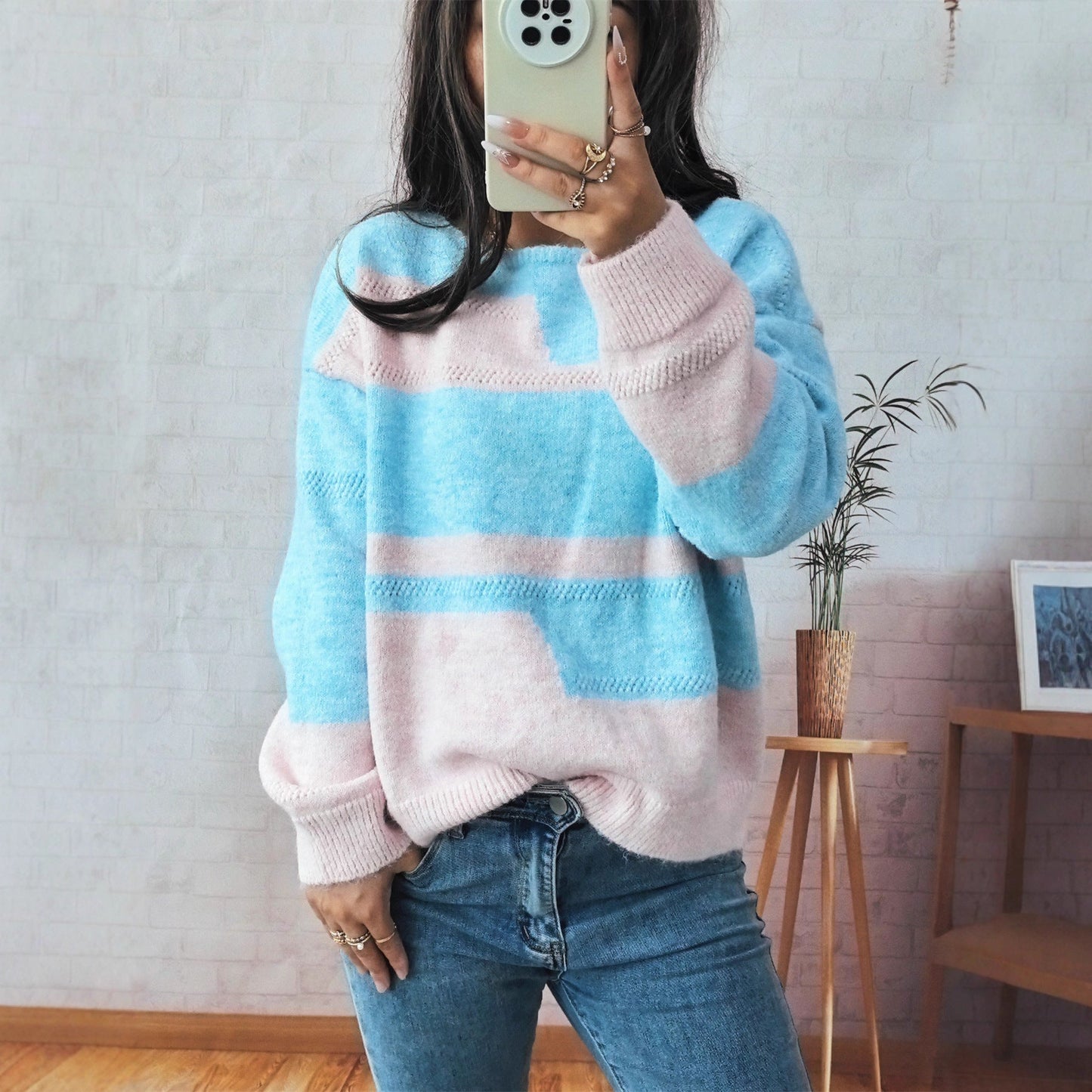 Damen Strickpullover Blockstreifen Norvielle