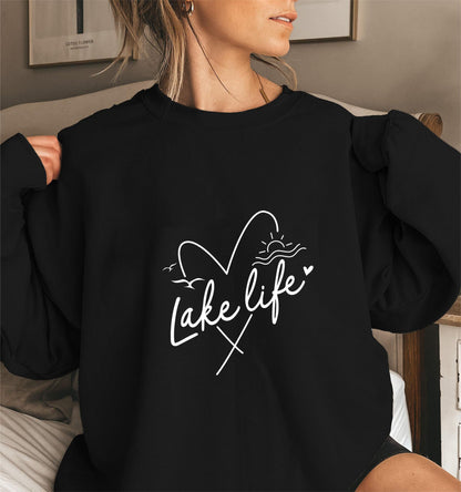 Damen Sweatshirt Kurzärmelig Herzmotiv