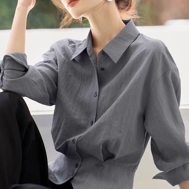 Damen Oversized Bluse mit Taillengürtel Elegantes Design