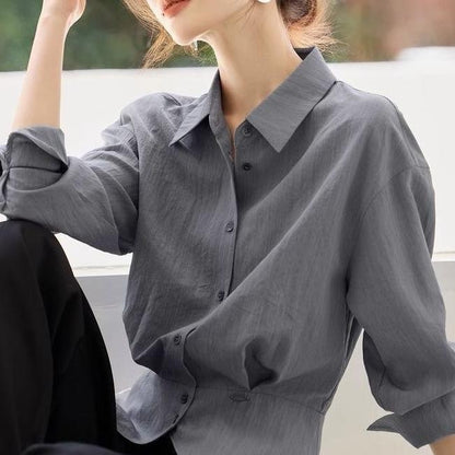 Damen Oversized Bluse mit Taillengürtel Elegantes Design
