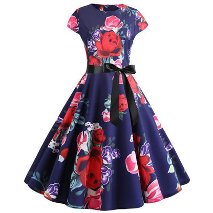 Damen Midikleid Flora Muster Schwingrock - Norvielle