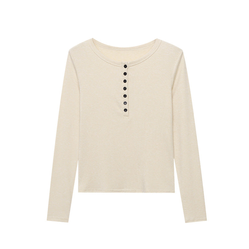 Damen Langarmshirt mit Knopfleiste Bequem Norvielle